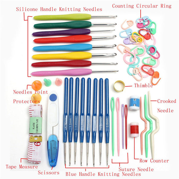 Crochet Set Handmade Wool Crochet Crochet Tool Set Combination Bag Metal Aluminum Yarn Needle