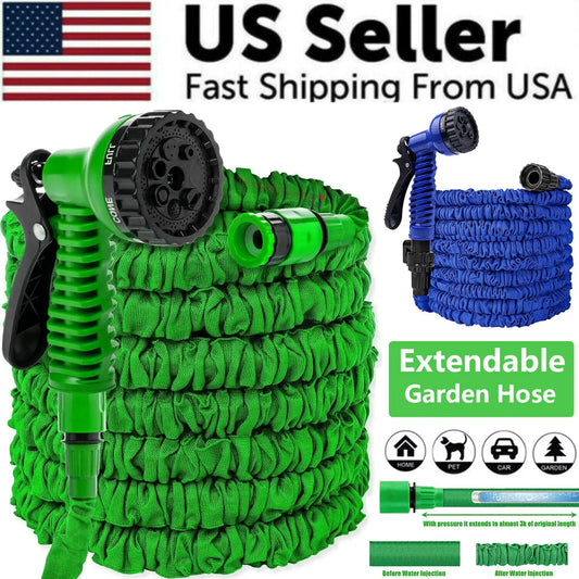 Expandable Flexible Garden Water Hose w Spray Nozzle 25FT